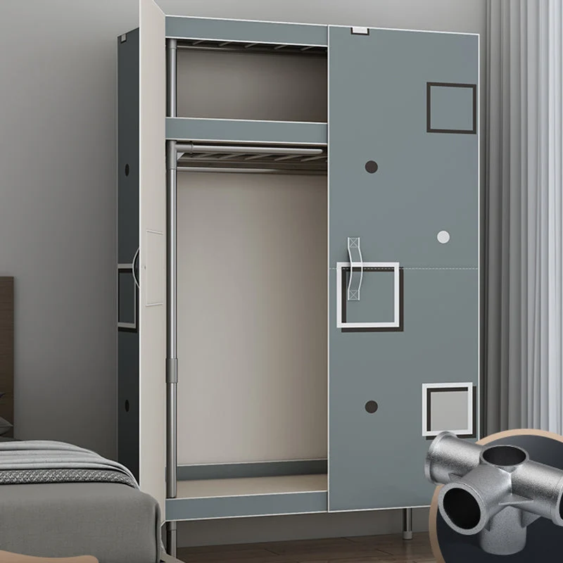 Contemporary Style Wardrobe Armoire Steel Frame Wardrobe Cabinet for Bedroom