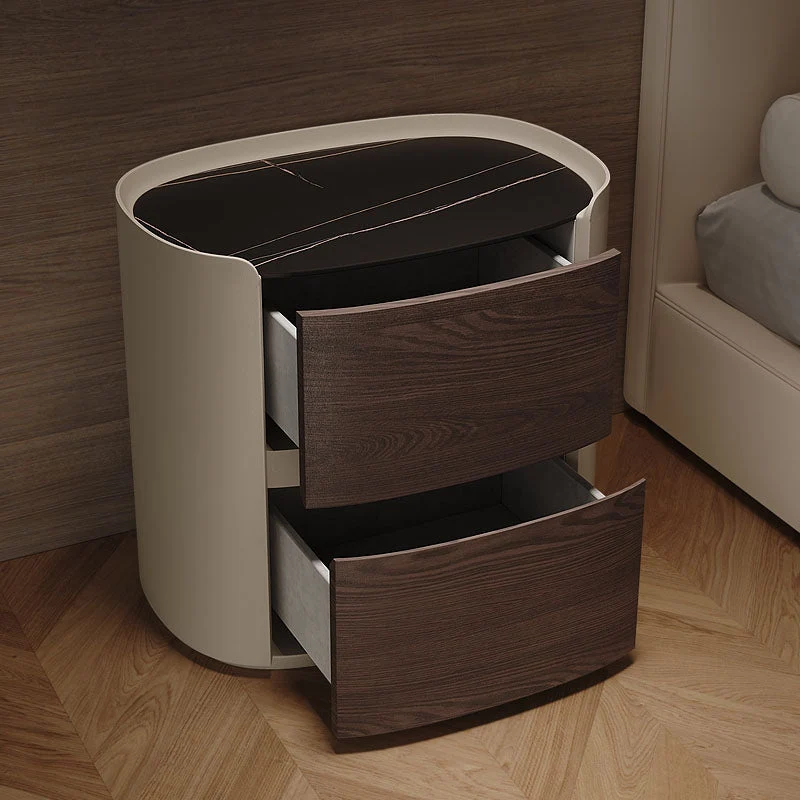 Contemporary Night Table Storage Accent Table Nightstand with 2 Drawers for Home