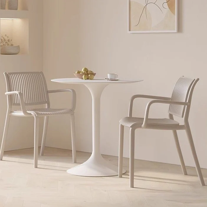 Modern Simplicity Rectangular Back Plastic Dining Chair Backrest Armrest For Dining Room