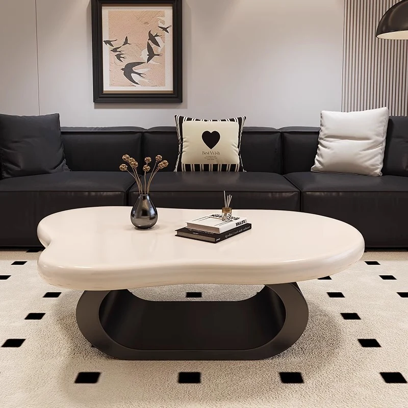 Contemporary Nordic Cloud Shape Alien Irregular Oval Iron MDF Coffee Table For Living Room