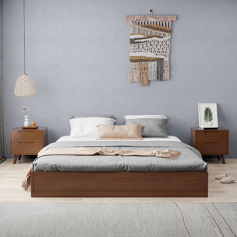 Scandinavian 7.87" Tall Solid Color Wood Bed Frame for Bedroom