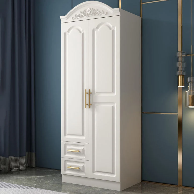 French Country Wardrobe White Colour Wooden Wardrobe Closet With 2 Drawers