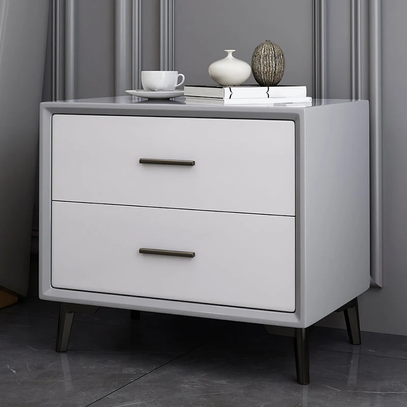 Wooden Night Table Contemporary Bed Nightstand with 2 Drawers