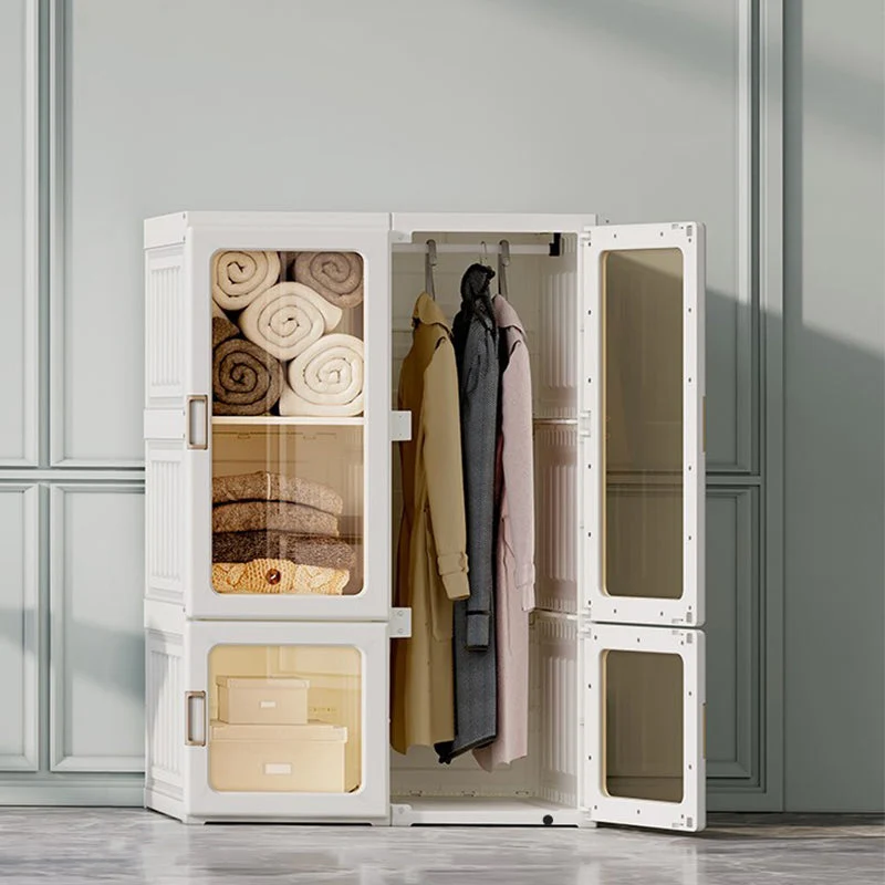 Modern Folding Plastic Wardrobe Freestanding Wardrobe with Shelves