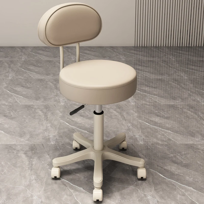 Contemporary Nordic Round Cushion Faux Leather PP Metal Vanity Stool Backrest Armless For Bedroom