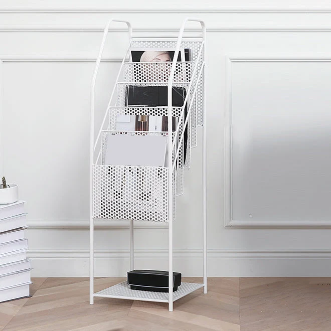 Modern Metal Bookshelf Geometric Closed Back Vertical Bookcase in Burnish