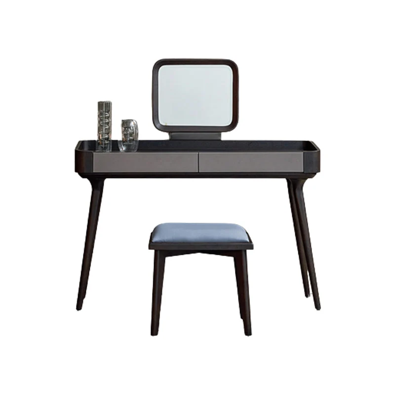 Contemporary Solid Wood Make-up Vanity With Drawers and Stool for Bedroom