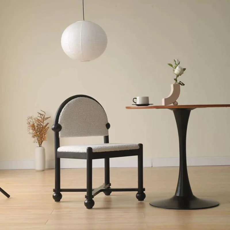 Traditional Vintage Semicircular Back Solid Wood & Plywood Sherpa Fabric Vanity Stool Backrest For Bedroom