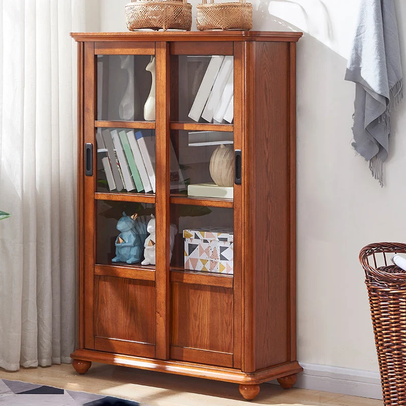 Modern Engineered Wood Bookcase White/Brown Standard Shelf with Door