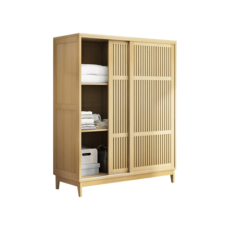 Modern Pine Solid Wood Wardrobe Freestanding Multifunctional Wardrobe Armoire
