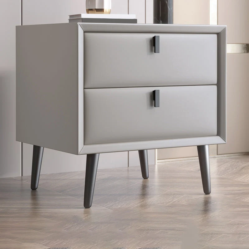 Modern Night Table Leather Accent Table Nightstand with Drawers