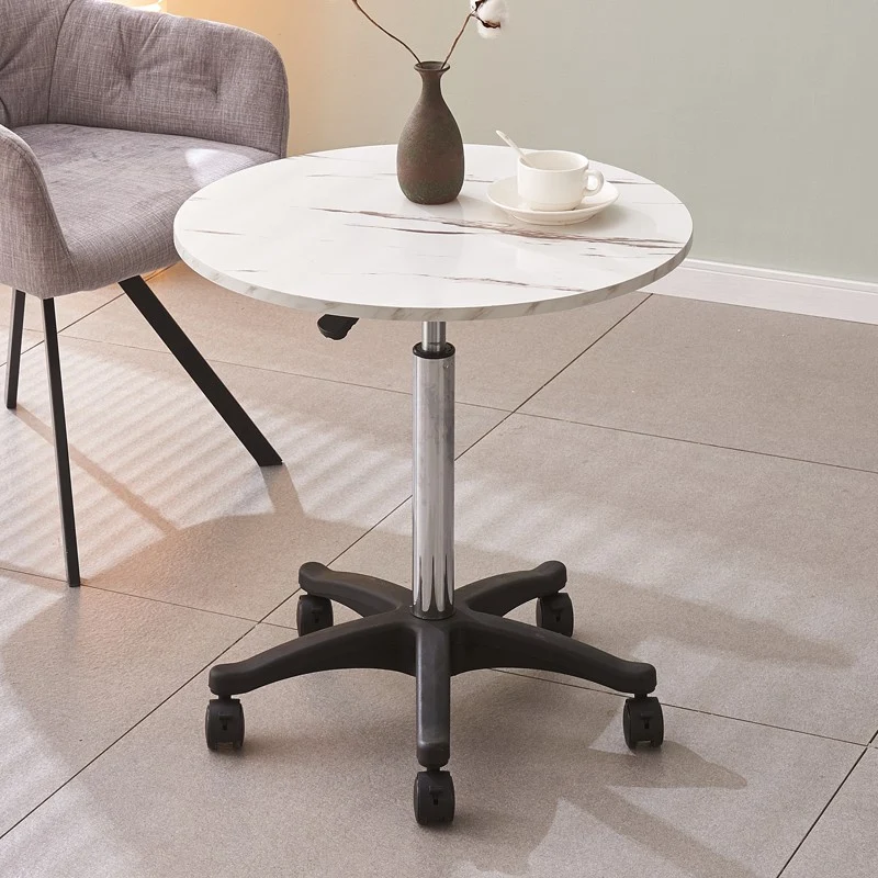 Modern Minimalist Movable Liftable Round Metal Base MDF Coffee Table For Living Room
