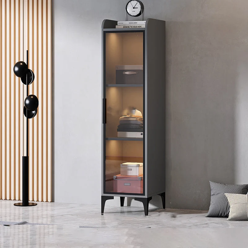 Contemporary Wood Frame Wardrobe Freestanding Wardrobe with Glass Doors