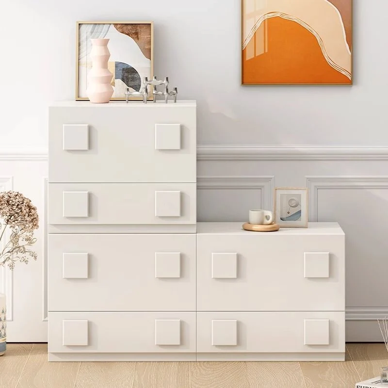 Contemporary Nordic Eco-Friendly Board Plate Hardware Rectangular Square Handle Freely Combinable Side Table 1-Cabinet For Bedroom