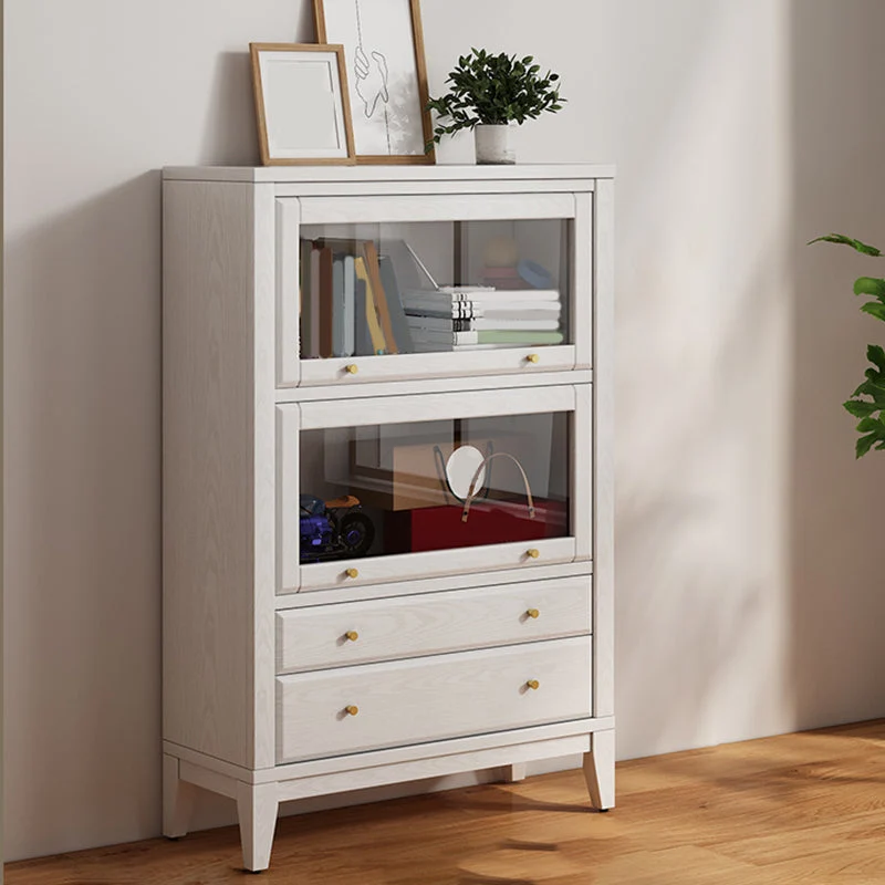 Glam Closed Back Standard Wood Shelf Bookcase for Bedroom Room