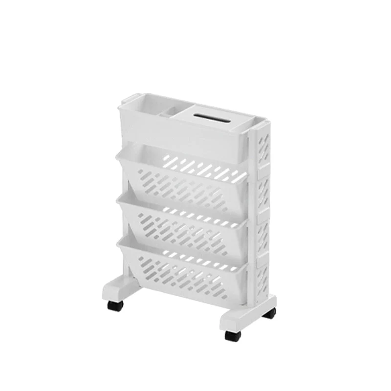 Plastic Pure White Shelf Bookcase Modern Vertical Book Shelf 7.5" Wide