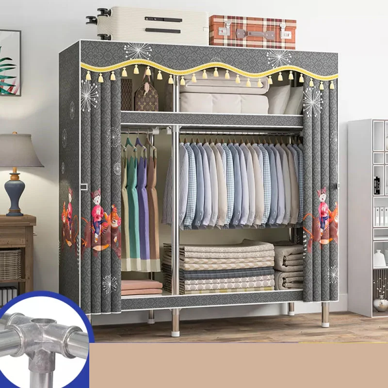 Freestanding Metal Frame Wardrobe Modern Removable Wardrobe with Legs