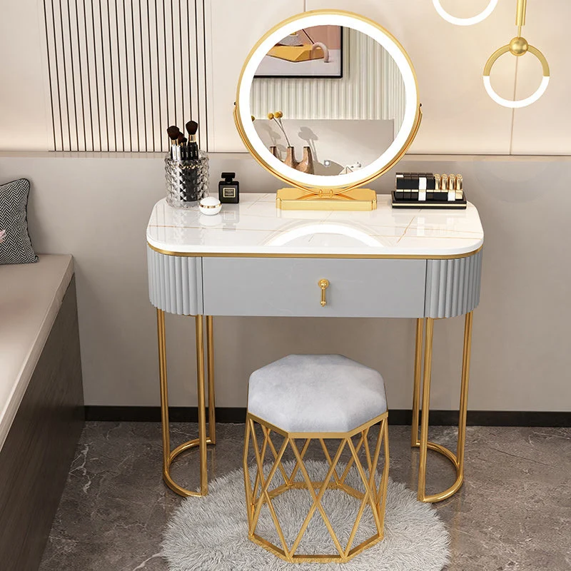 Removable Makeup Counter Lighted Mirror Vanity Dressing Table with Drawer