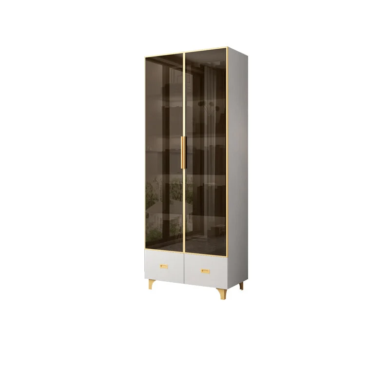 Glam Stainless Steel Bookcase Standard With Doors Shelf for Home Office