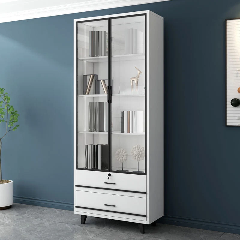 Contemporary Bookcase Closed Back Engineered Wood Bookshelf for Bedroom