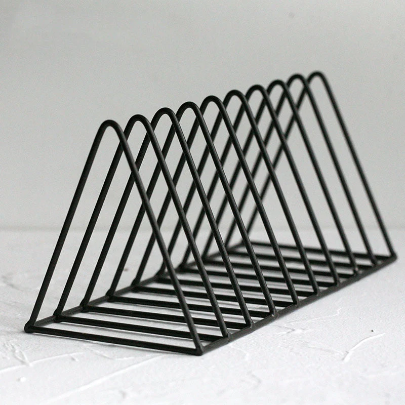Light Luxury Metal Book Shelf Closed Back Triangle Desktop Bookcase