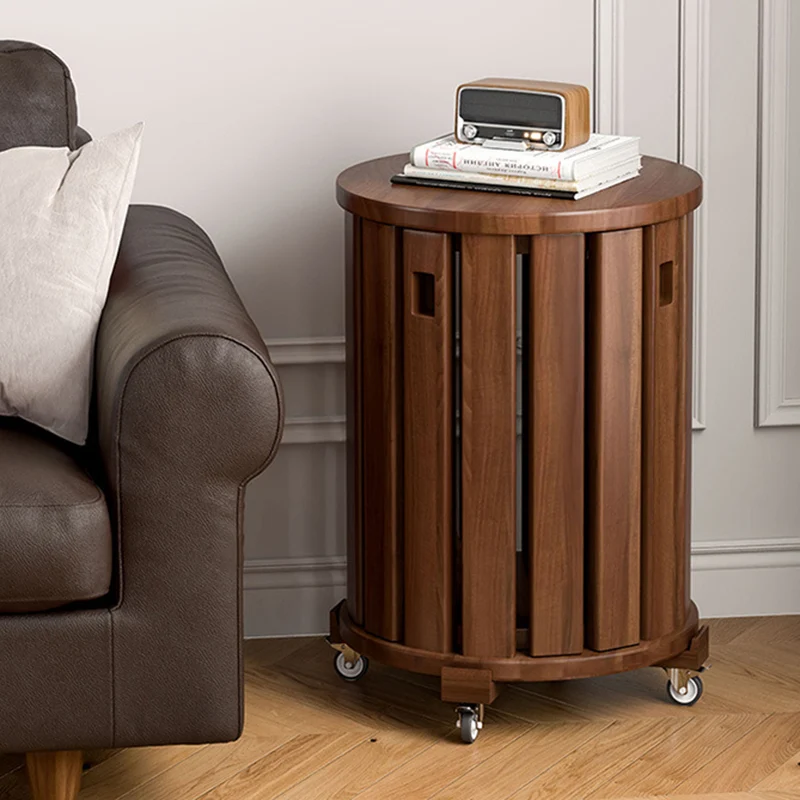 Modern Minimalist Removable Detachable Round Solid Wood Side Table For Living Room