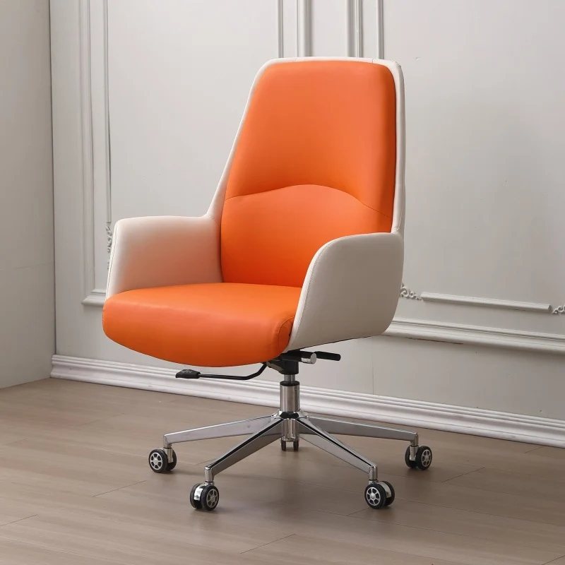 Modern Minimalist Square Faux Leather Carbon Steel Swivel Height Adjustable Desk Chair Backrest Casters For Home Office