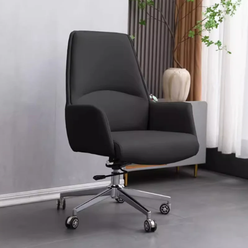 Modern Minimalist Square Faux Leather Carbon Steel Swivel Height Adjustable Desk Chair Backrest Casters For Home Office