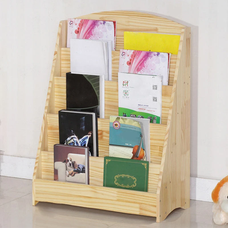 Natural Wooden Shelf Bookcase Pine Closed Back Book Shelf Modern