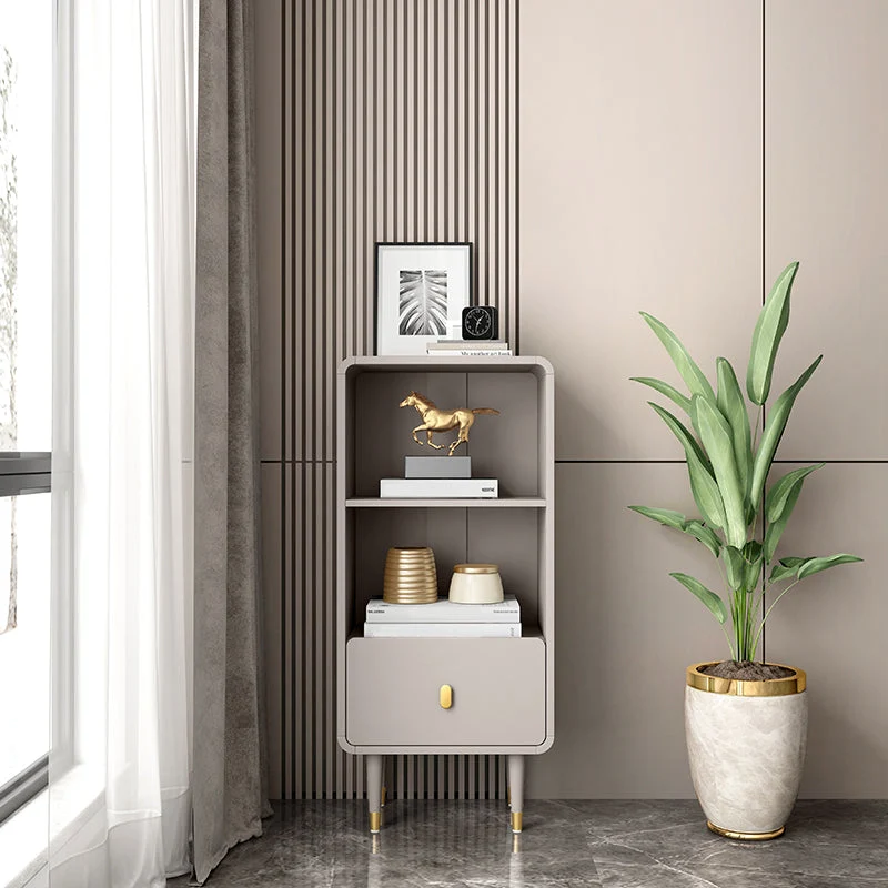 Solid Wood Bookshelf Modern Standard Bookshelf 10.5" W with Drawers