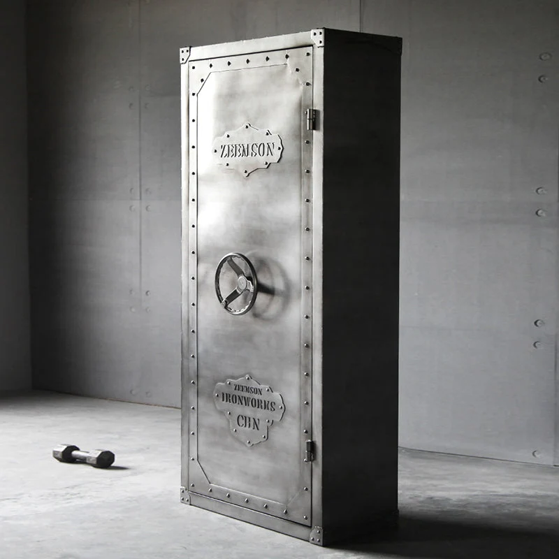Industrial Metal Wardrobe Closet Freestanding Wardrobe in Grey