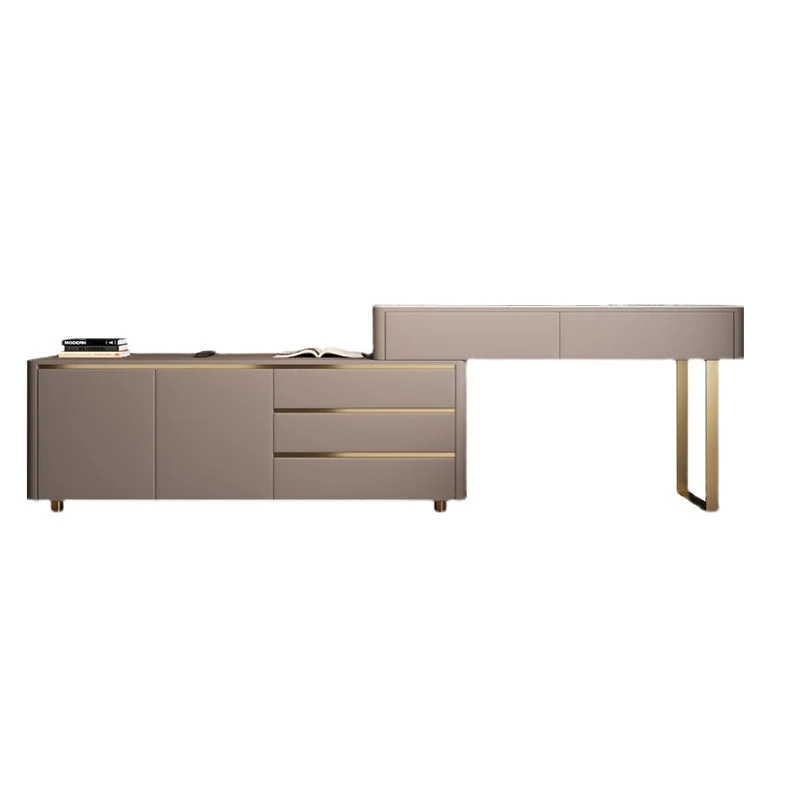 Glam Slate Mirrored Makeup Vanity Set in Gray with 5 Drawers