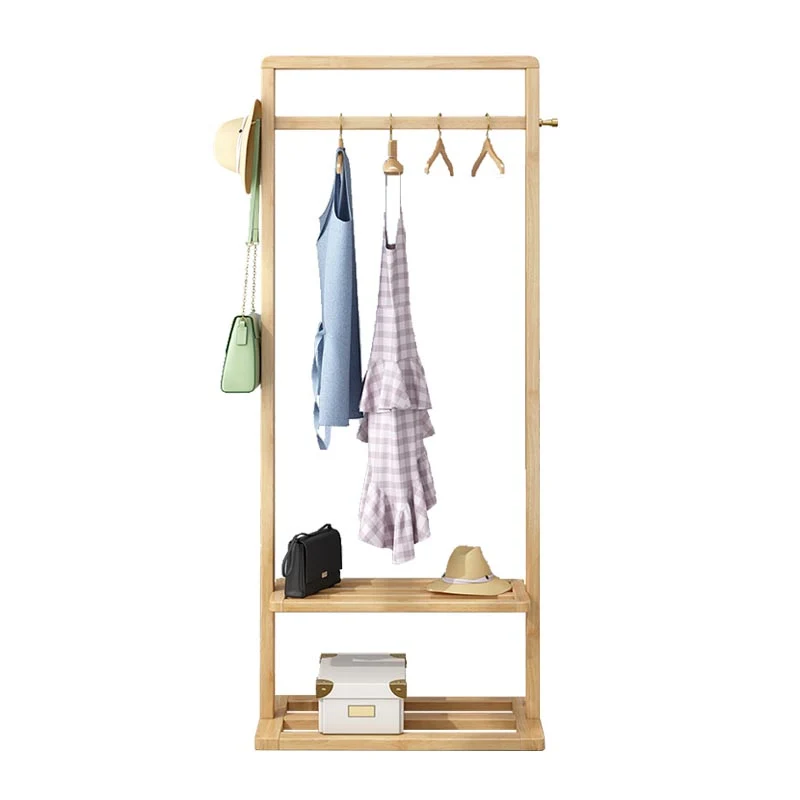 Contemporary Bedroom Wardrobe Solid Wood Shelves Storage Armoire for Home
