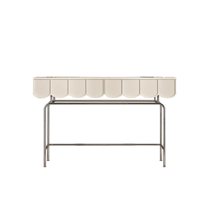2 Drawers Stainless Steel Makeup Table Desk Vanity for Women - 29.5" H