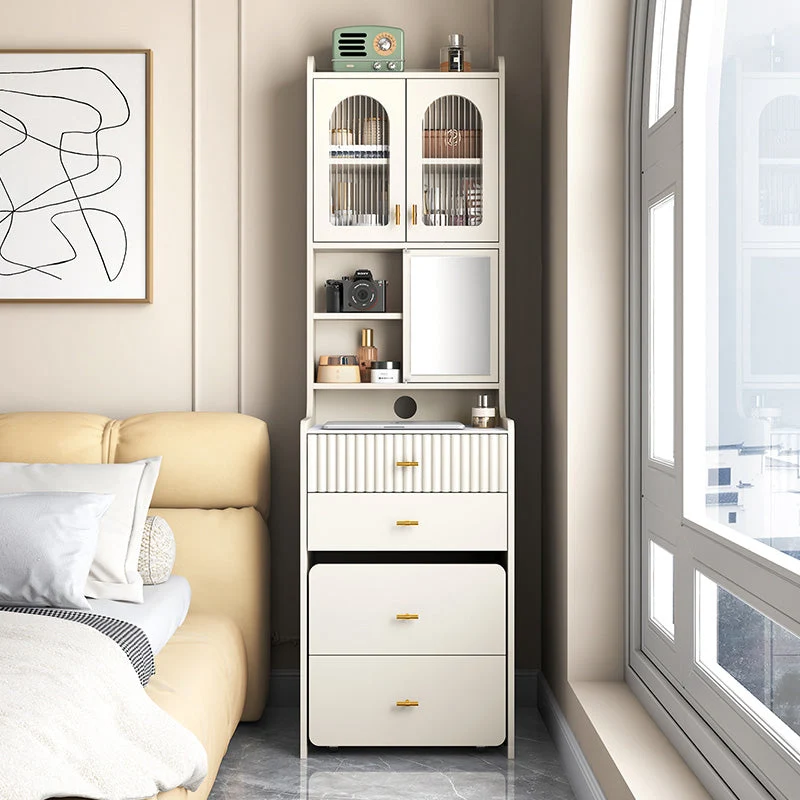 Modern Wooden Mirror Bedroom With Drawer With Stool Dressing Table