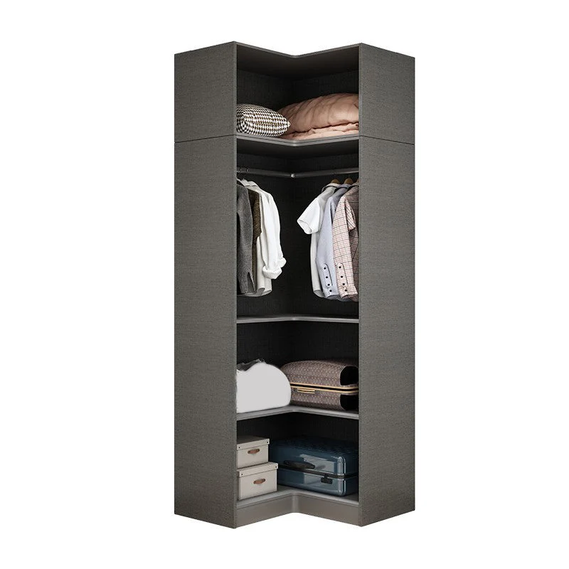 Glass and Wood Wardrobe Cabinet Contemporary Wardrobe Closet