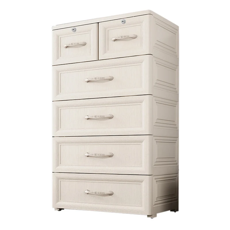 Contemporary Style Wardrobe Plastic Bedroom Wardrobe Closet With 6-Drawer
