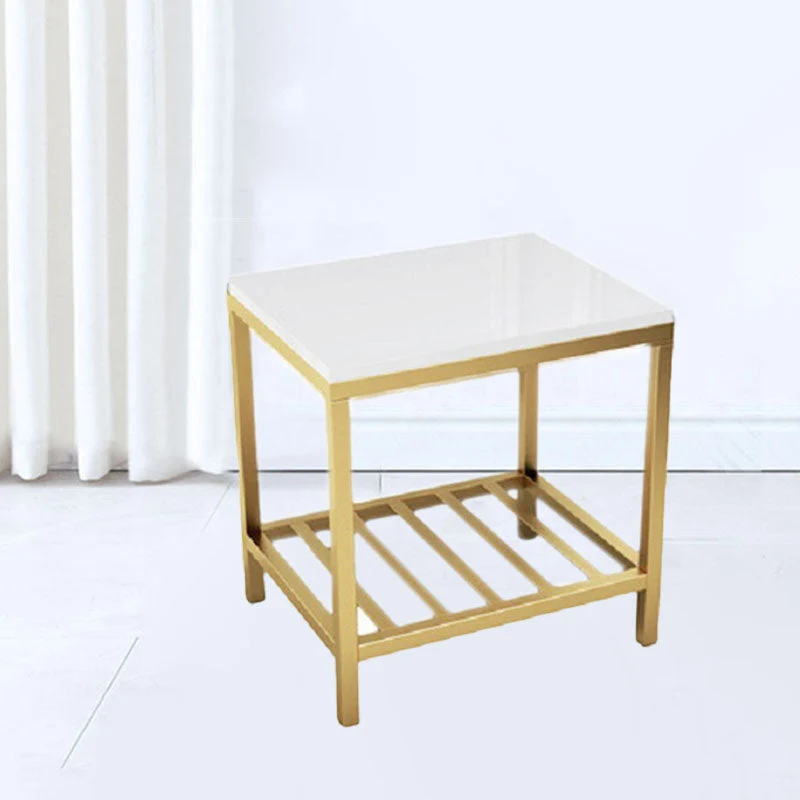Faux Wood Accent Table Nightstand 19.68" Tall Glam Bedside Cabinet