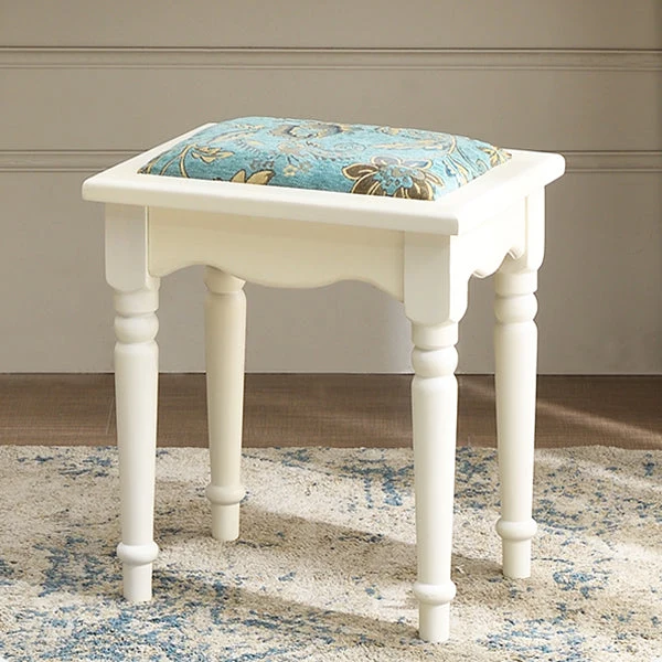 Modern Style Pine White Rectangular 4 Legs Dressing Table with 2 Drawers