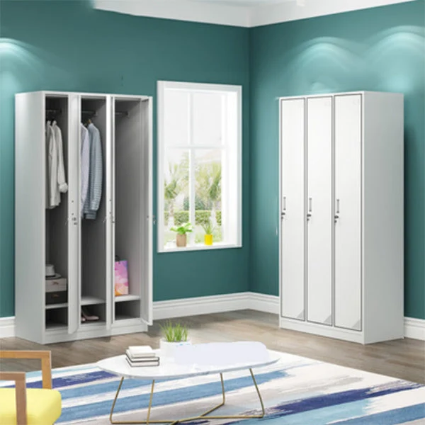Contemporary Steel Storage Cabinet Hinged Wardrobe Armoire for Home