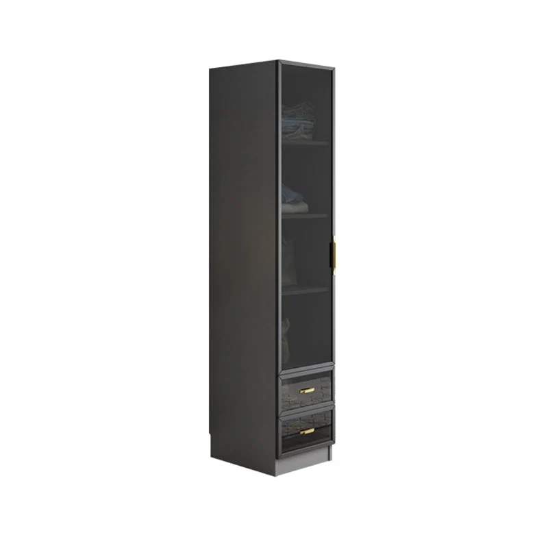Contemporary Style Glass Wardrobe Grey Colour Wardrobe Closet