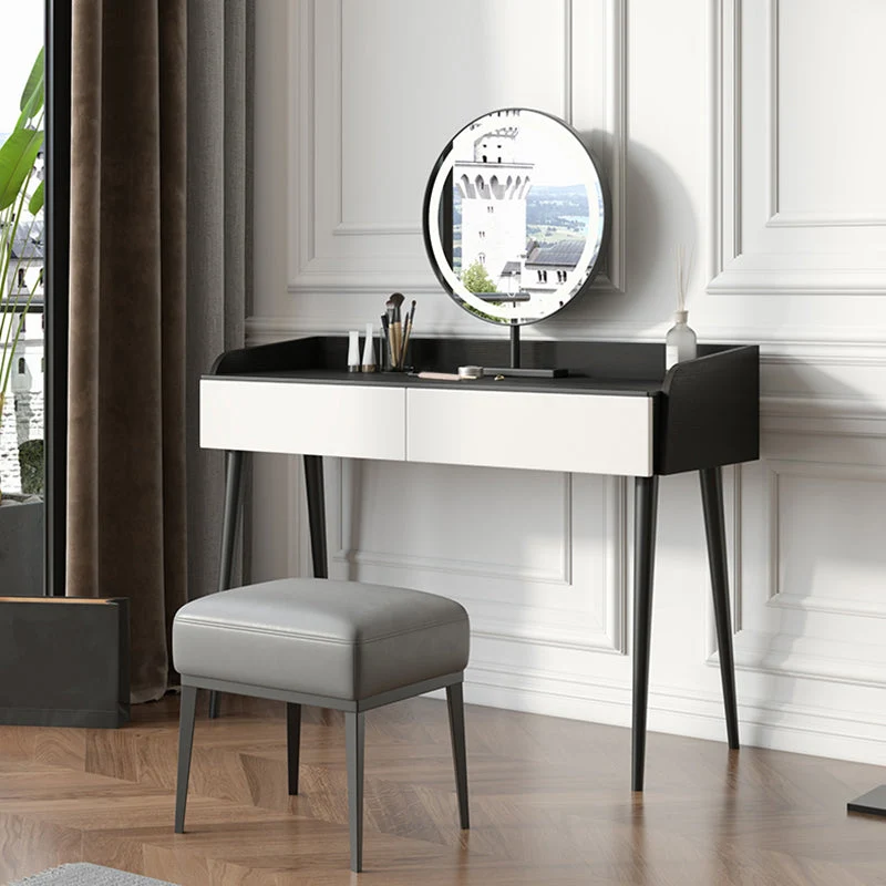 Black Stone Top Vanity Table Set Modern Simple Drawers in Included Makeup Dressing Table