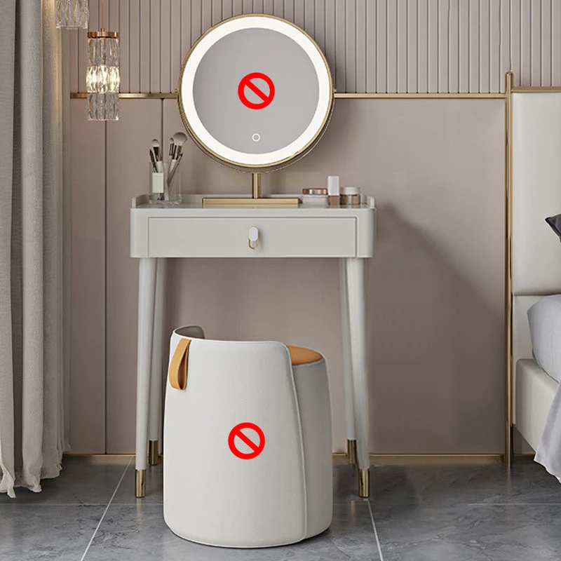 Contemporary Makeup Vanity Set Wood Dressing Table with Drawer