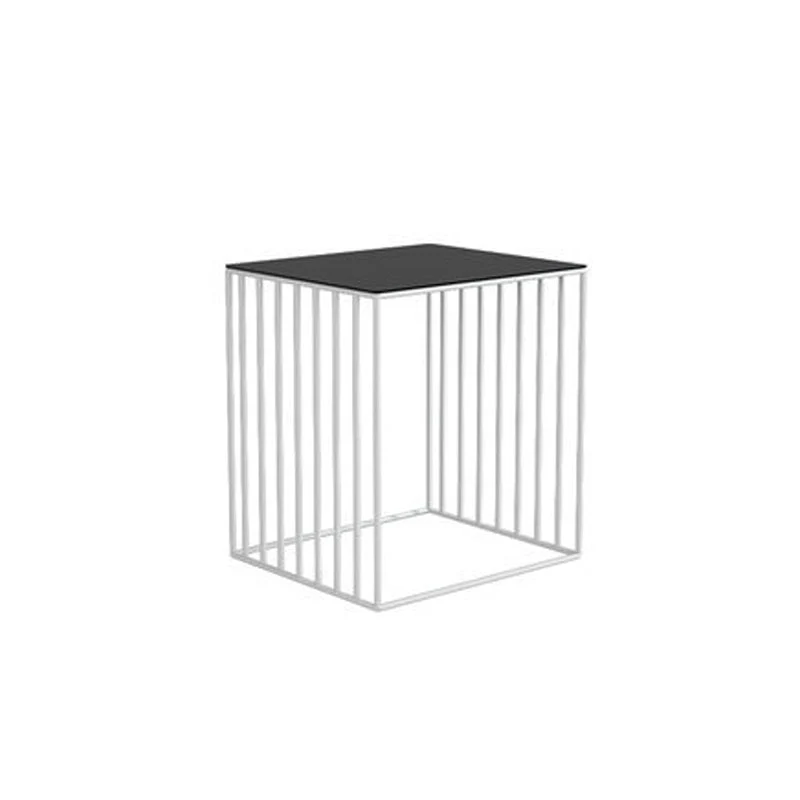 19.69" Tall Glass Top Bedside Cabinet 1-Shelf Accent Table Nightstand