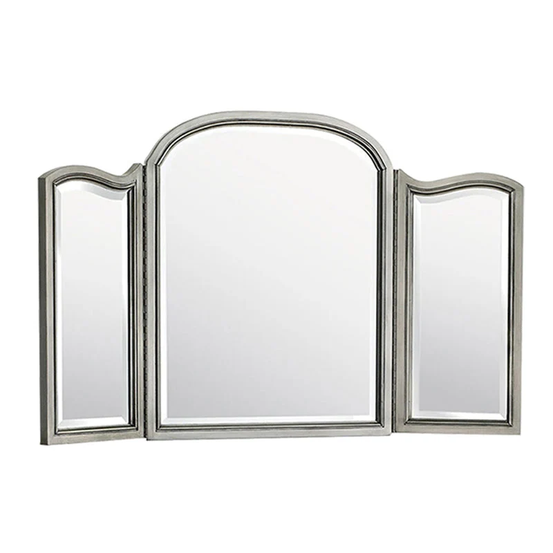 Sliver Vanity Set with 3 Storage Drawers Glass Make-up Vanity, 17.71" Wide
