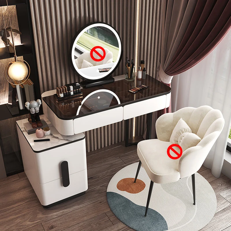 Glam Makeup Vanity Desk Bright White Vanity Tables with 4 Drawer, 15.74" Wide
