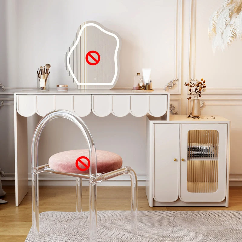 White Makeup Vanity Desk Modern Vanity Tables with Drawer, 29.52" High