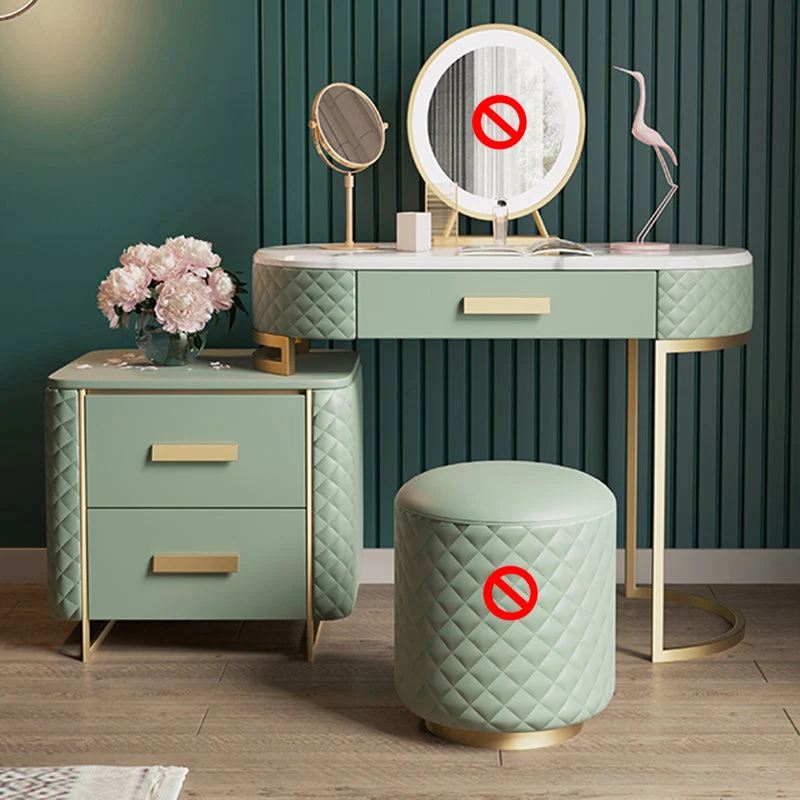 Green Makeup Vanity Desk 30.31" High Vanity Tables with 3 Drawer