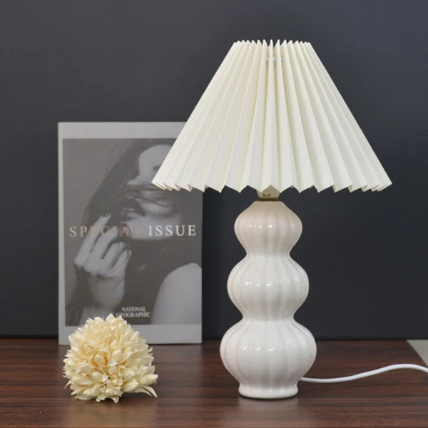Modern Art Deco Conical Gourd Ceramic PP 1-Light Table Lamp For Bedroom