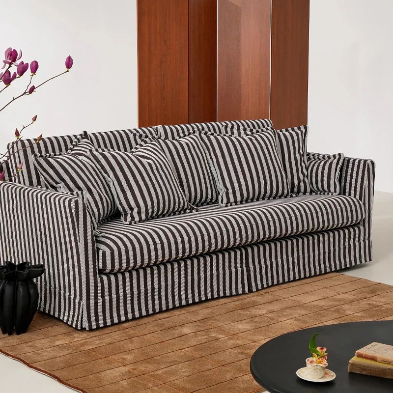 Removable Cover Sofa with Birch Frame – Elegant French 3/4-Seater Accent Chair for Living Room